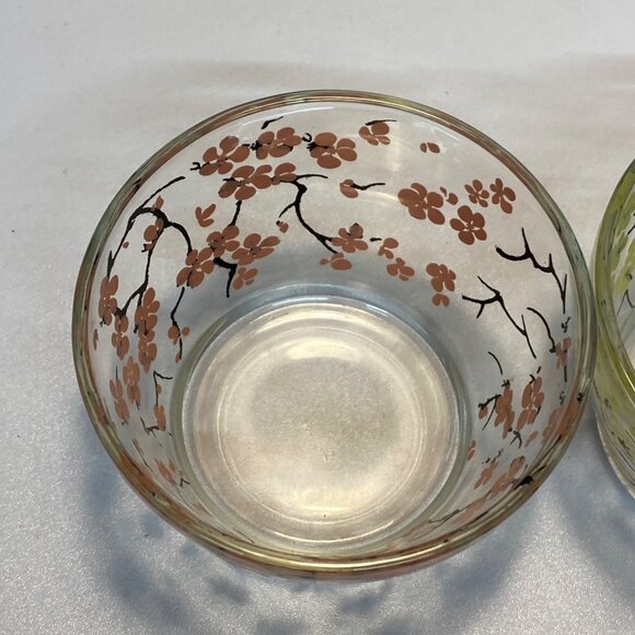 Vintage Floral Printed Glass Bowls Pink Yellow & Blue Flower Designs Set of 3 - Picture 8 of 11